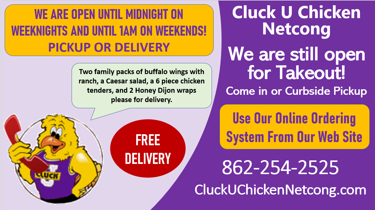 Cluck U Chicken Netcong takeout graphic